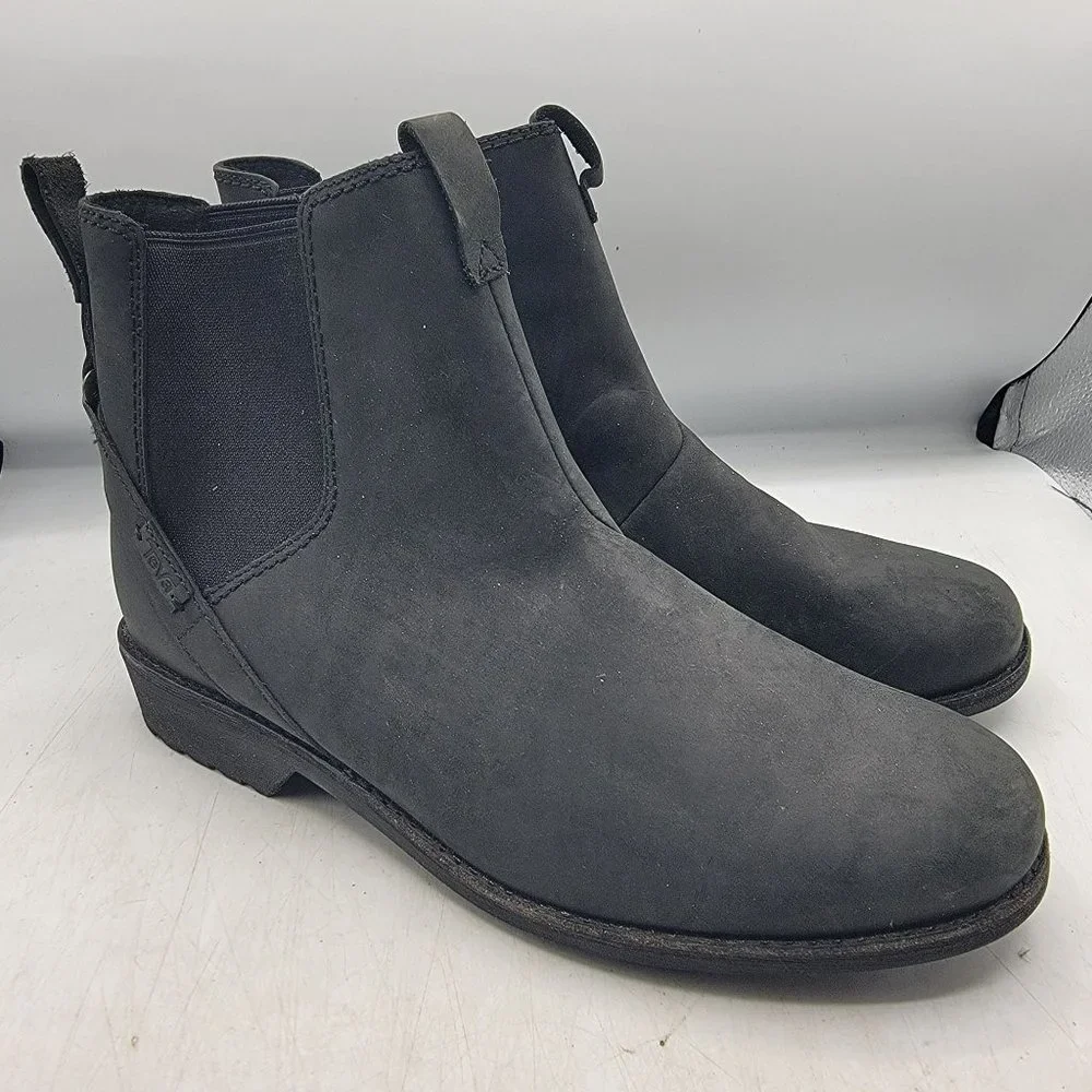 Teva Ellery Chelsea Womens 8.5 Black Waterproof Pull On Boots Casual 1111772